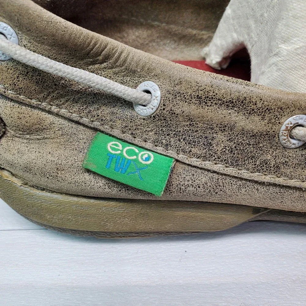 Ecco Leather & Fabric Boat Shoe 6M Youth Grey Comfort YDM0044‎ Fast Shipping